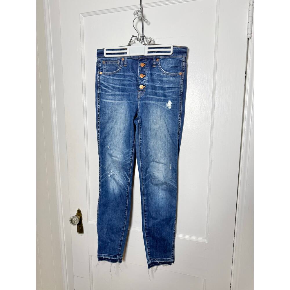 Madewell 10" High-Rise Skinny Raw Hem Denim Button Fly Jeans Women's 28